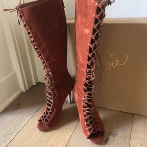Joie Size 6.5 Knee High Lace Up Boots